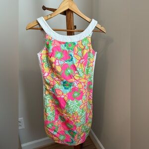 Lilly Pulitzer Size 0 Darcy Multicolor Floral Shift Dress Bow Back Retro